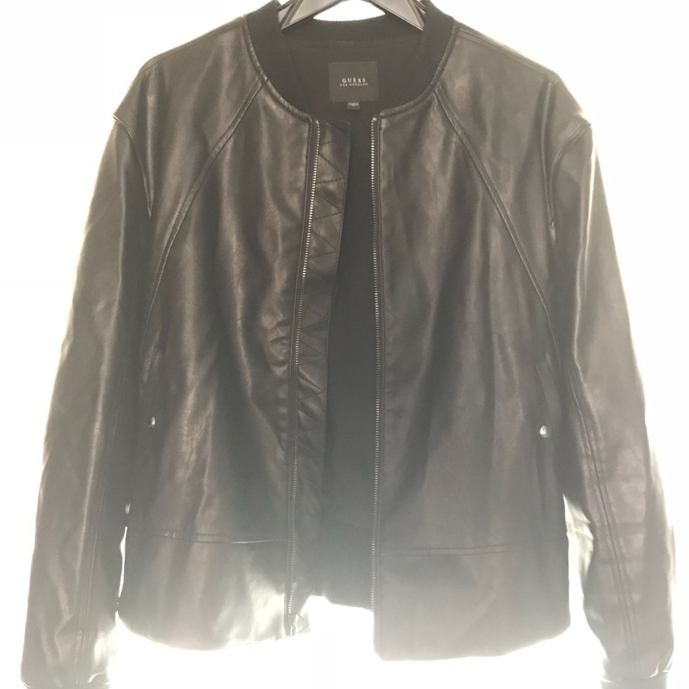 GUESS Faux Leather Bomber Jacket - Picture 2 of 8